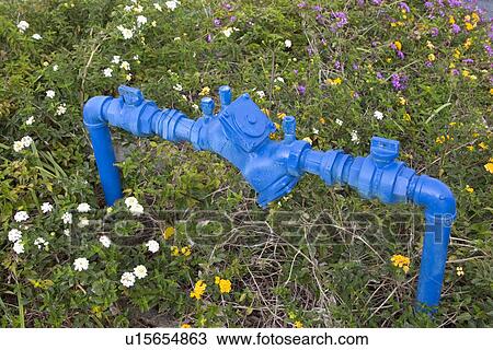 Stock Image - Blue gas pipe. Fotosearch