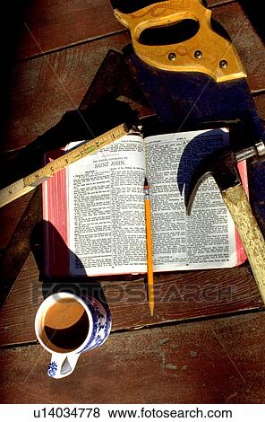 Carpenters Bible hammer saw ruler pencil coffee. Clitherall Minnesota USA View Large Photo Image Stock Photo - Carpenters Bible hammer saw ruler pencil coffee. Clitherall Minnesota USA. Fotosearch
