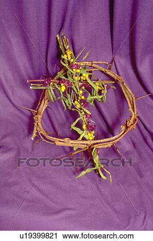Stock Image - Crown of thorns with cross. Fotosearch