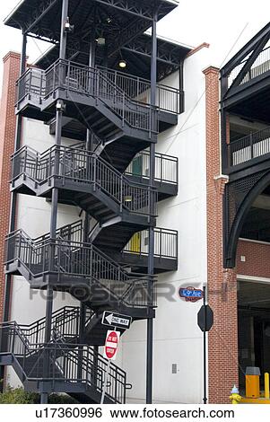 Stock Photograph - Fire escape on downtown Tampa building. Fotosearch