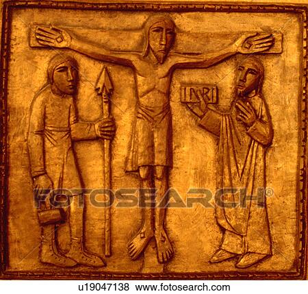 Stock Photo - Stations of the Cross number eleven Jesus crucified on the cross. Fotosearch