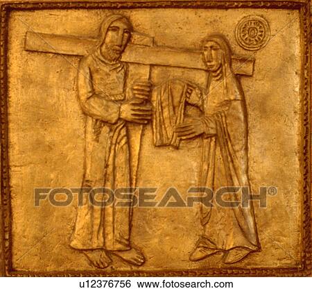 Stations of the Cross number six Jesus cross sun and woman. Richfield Minnesota USA View Large Photo Image Stock Photograph - Stations of the Cross number six Jesus cross sun and woman. Richfield Minnesota USA. Fotosearch