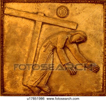 Stations of the Cross number three Jesus falling with cross on back. Richfield Minnesota USA View Large Photo Image Stock Photograph - Stations of the Cross number three Jesus falling with cross on back. Richfield Minnesota USA. Fotosearch