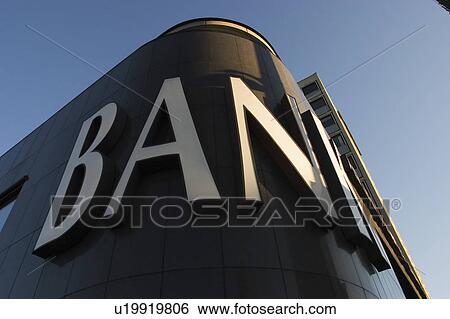 Stock Photograph - Bank, Business, Building, Blue Sky, Alphabets. Fotosearch