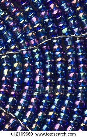 Stock Image - Bead, Blue, Close-Up, Craft, Full Frame. Fotosearch