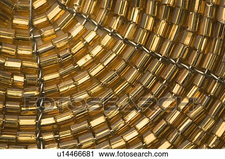 Stock Image - Bead, Close-Up, Craft, Full Frame, Golden. Fotosearch