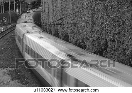 Black And White, Commute, Conveyance, Day, Electric Train, Fast View Large Photo Image Stock Photo - Black And White, Commute, Conveyance, Day, Electric Train, Fast. Fotosearch