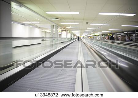 Stock Image - Blurred, Corridor, Commuting, Building, Airport. Fotosearch
