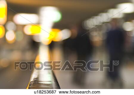 Stock Photo - Blurred Motion, Glow, Escalator, Defocused, Airport. Fotosearch