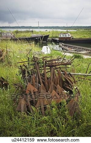 Boat, Grass, Day, Clouds, Anchored View Large Photo Image Stock Photo - Boat, Grass, Day, Clouds, Anchored. Fotosearch