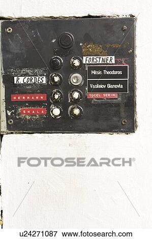 Stock Photo - Building Exterior, Close-Up, Button, Building Structure, Apartment. Fotosearch