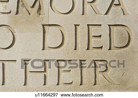 Stock Photo - Carved, Information, Engraved, Close-Up, Alphabets. Fotosearch