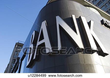 Stock Photo - Clear Sky, Bank, Business, Building Exterior, Building, Alphabets. Fotosearch