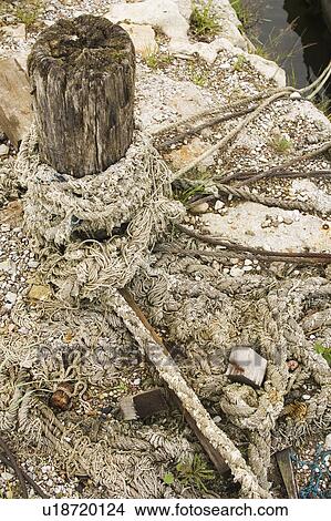 Picture - Close-Up, Coil, Cord, Dock, Grass. Fotosearch