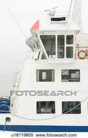 Stock Photography - Close-Up, Cruise Ship, Day, Harbor, Life Belt. Fotosearch