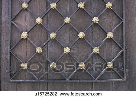 Stock Image - Close-Up, Door, Entrance, Full Frame, Golden. Fotosearch