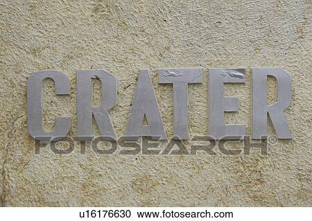 Stock Image - Close- Up, Embossed, Day, Crater, Alphabets. Fotosearch