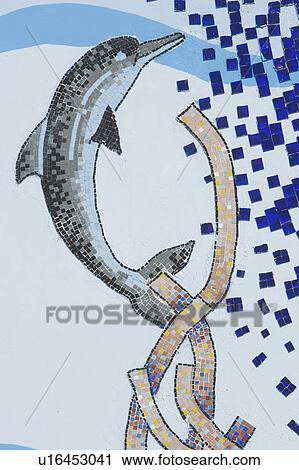 Stock Image - Close-Up, Fish, Full Frame, Mosaic. Fotosearch