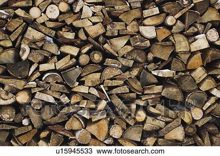Stock Image - Close-Up, Full Frame, Firewood, Day, Arrangement. Fotosearch