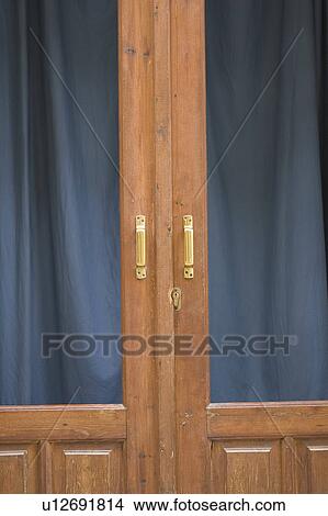 Closed, Close-Up, Curtain, Day, Door View Large Photo Image Picture - Closed, Close-Up, Curtain, Day, Door. Fotosearch