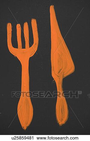 Stock Image - Cutlery, Dining, Flatware, Fork, Handle. Fotosearch