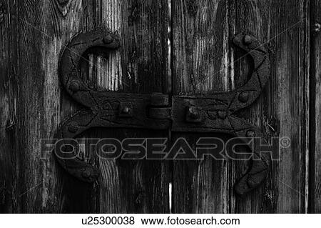 Stock Photo - door, entrance, exit, wood, wooden, metal. Fotosearch