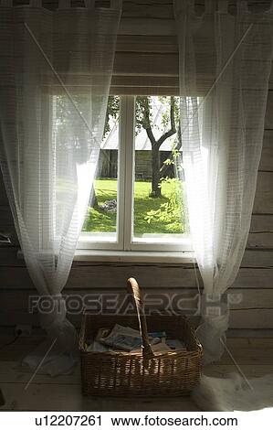 Stock Image - Indoors, Curtain. Fotosearch