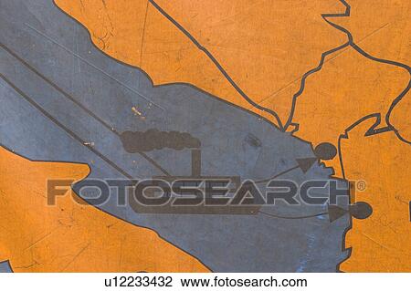 Stock Image - map, ship, sign, signage, arrow, pointing. Fotosearch