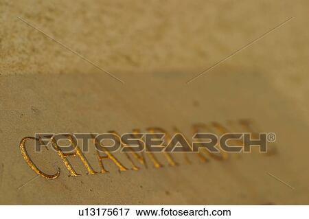 Stock Photo - name, inscription, embossed, close-up, alphabets, rough. Fotosearch