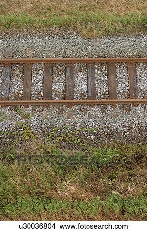 Picture - railroad, track, way, path, pathway, stones. Fotosearch