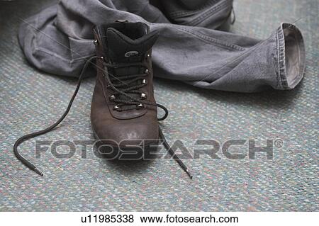 Stock Photo - shoe, laces, brown, boots, boot laces. Fotosearch