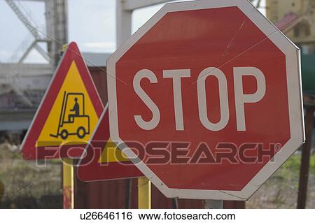 Stock Photograph - sign, triangular, text, indicating, information, advice. Fotosearch