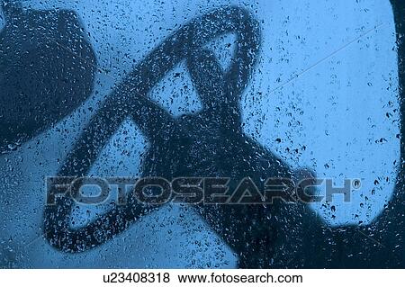 Stock Photo - steering, vehicle, drops, droplets, close-up, transparent. Fotosearch