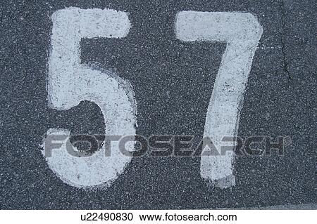 Stock Image - tarmac, number, lane, concrete, markings, paving. Fotosearch