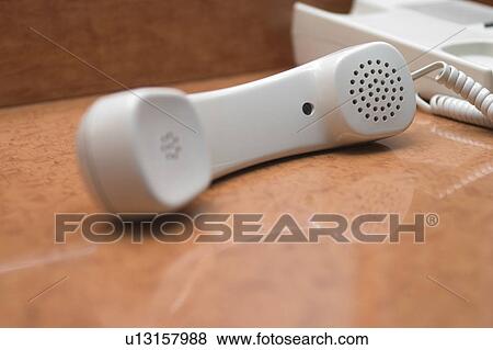 Stock Photo - telephone receiver, handset, focus, blur, arrangement. Fotosearch