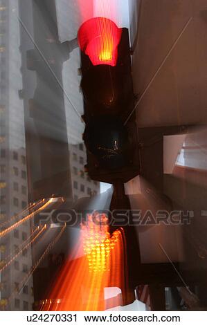Stock Image - traffic lights, street lights, lights, post, sign, signboard. Fotosearch