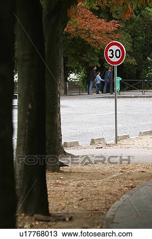 Stock Image - way, road, trees, array, people, walking. Fotosearch