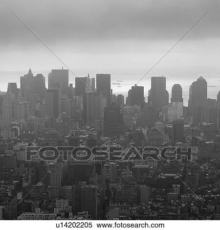 Stock Photography - Aerial view of the Financial District from the Empire State Building, New York City. Fotosearch