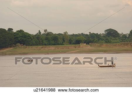Boats on the Irrawaddy River View Large Photo Image Stock Photo - Boats on the Irrawaddy River. Fotosearch