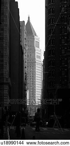 Building at end of street, New York City View Large Photo Image Picture - Building at end of street, New York City. Fotosearch