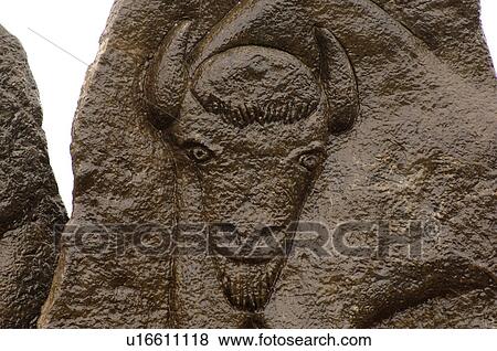 Carving of Buffalo head View Large Photo Image Stock Photo - Carving of Buffalo head. Fotosearch