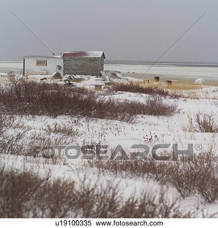Stock Photography - Churchill Northern Manitoba Cabin by Lake. Fotosearch