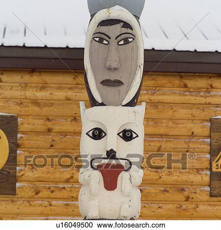 Churchill Northern Manitoba Faces on Totem Pole View Large Photo Image Stock Image - Churchill Northern Manitoba Faces on Totem Pole. Fotosearch