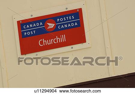 Churchill Northern Manitoba town and surroundings Canada Post Sign View Large Photo Image Picture - Churchill Northern Manitoba town and surroundings Canada Post Sign. Fotosearch