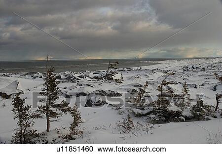 Stock Image - Churchill Northern Manitoba town and surroundings landscape. Fotosearch