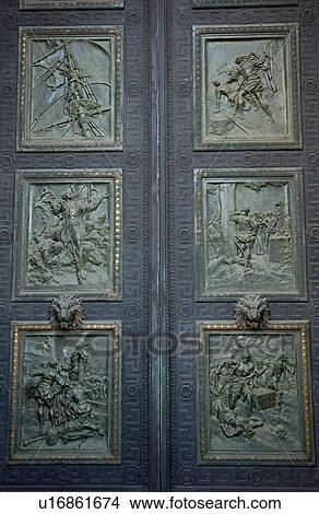 Picture - Closer-up of brass carving on a doorway, Havana, Cuba. Fotosearch