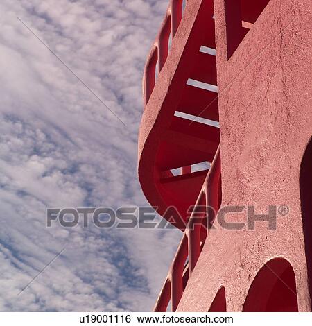Stock Photograph - Exterior wall of pink building. Fotosearch