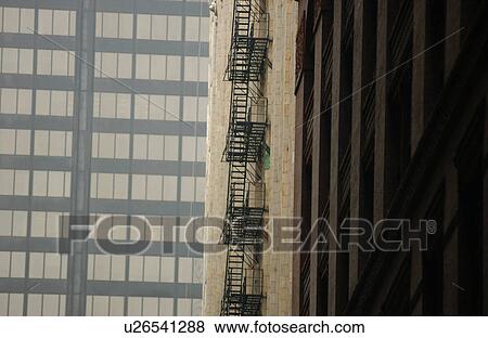 Fire escape of a high rise building View Large Photo Image Stock Photo - Fire escape of a high rise building. Fotosearch