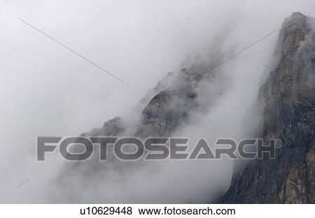 Fog enveloping a mountain, Rocky Mountains, Canada View Large Photo Image Stock Photo - Fog enveloping a mountain, Rocky Mountains, Canada. Fotosearch