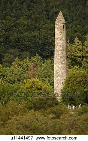 Stock Photo - Ireland - Tower in Glendalough. Fotosearch